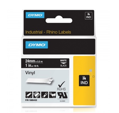 Páska Dymo 1805432 (Bílý tisk/černý podklad) 5,5m, 24mm, RHINO vinylová profi D1