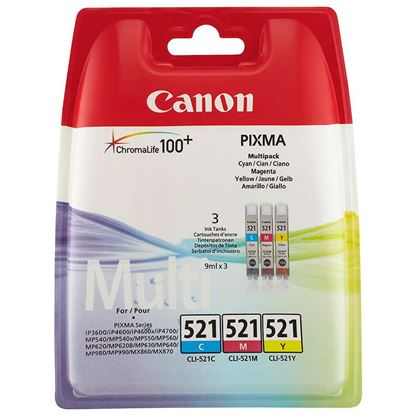 Zásobníky - Multi Pack Canon č.521 - CLI-521CMY (Azurové, purpurové, žluté)