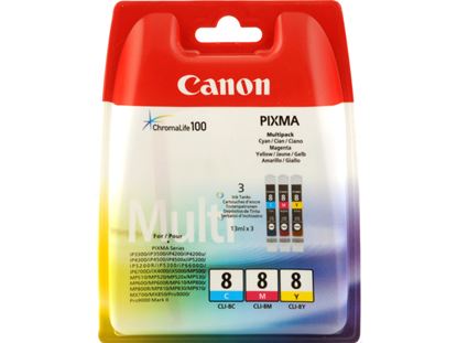 Zásobníky - Multi Pack Canon č.8 - CLI-8CMY (Azurové, purpurové, žluté) (bez papírů)