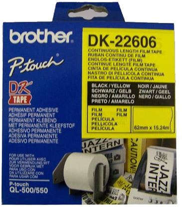 Role Brother DK-22606 "(žlutá filmová role 62mm x 15,24m)" (62 mm, 15 m, 160 g/m2)