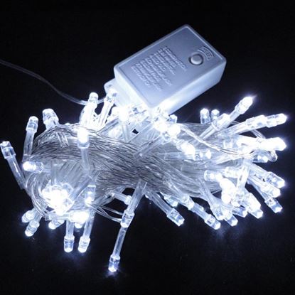 LED osvětlení, řetěz, 10m, 220-240 V (50-60Hz), 6W, studená bílá, transparentní kabel, 30000h, 100x