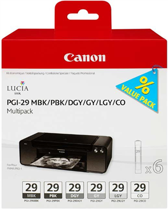 Zásobníky - Multi Pack Canon č.29 - PGI-29CO/multipack (Matně černé, foto černé, tm. šedé, šedé, sv.