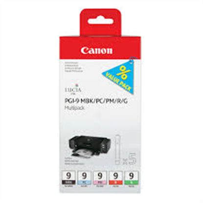 Zásobníky - Multi Pack Canon č.9 - PGI-9-Photopack (černé, sv. azurové, sv. purpurové, červené, zele