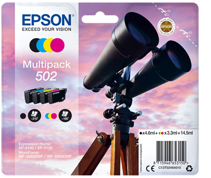 Zásobníky - Multi Pack Epson č.502 - T02V6 (Černé, azurové, purpurové, žluté)