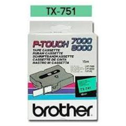 Páska Brother TX-751 (Černý tisk/zelený podklad)