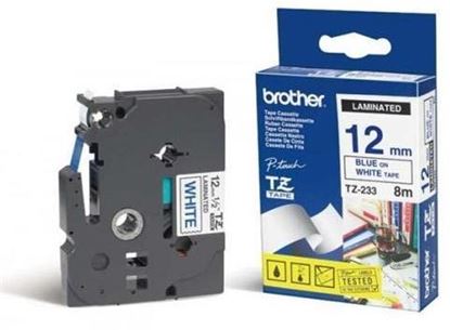 Páska Brother TZe-233 (Modrý tisk/bílý podklad)