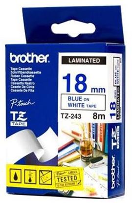 Páska Brother TZe-243 (Modrý tisk/bílý podklad)