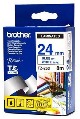 Páska Brother TZ-253 (Modrý tisk/bílý podklad)