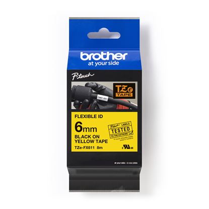 Páska Brother TZe-FX611 (Černý tisk/žlutý podklad)