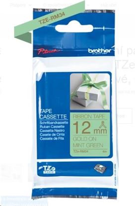 Páska Brother TZE-RM34 (Zlatý tisk/zelený podklad)