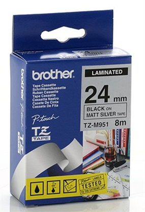 Páska Brother TZe-M951 (Černý tisk/stříbrný podklad)