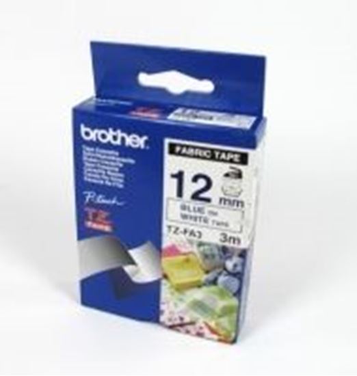 Páska Brother TZe-FA3 (Modrý tisk/bílý podklad) zažehlovací