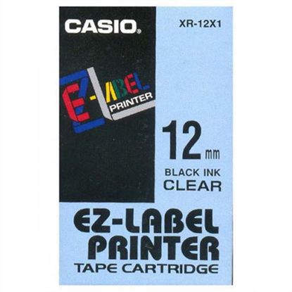 Páska Casio XR-12X1 (Černý tisk/průsvitný podklad) (12mm)