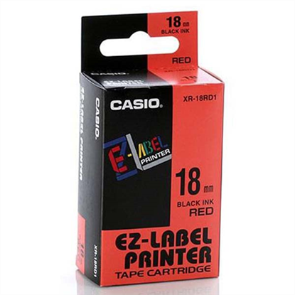 Páska Casio XR-18RD1 (Černý tisk/červený podklad) (18mm)