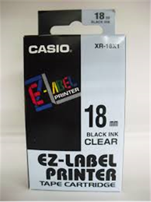 Páska Casio XR-18X1 (Černý tisk/průsvitný podklad) (18mm)
