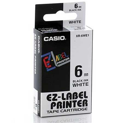 Páska Casio XR-6WE1 (Černý tisk/bílý podklad) (6mm)