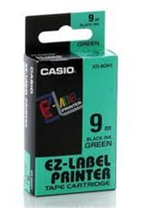 Páska Casio XR-9GN1 (Černý tisk/zelený podklad) (9mm)
