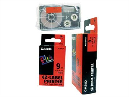 Páska Casio XR-9RD1 (Černý tisk/červený podklad) (9mm)